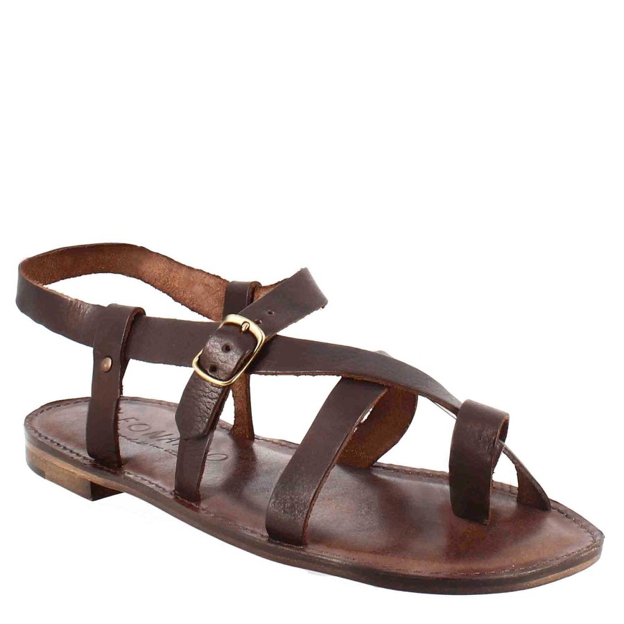 Leonardo Rimini Gladiator Model Sandals For Men In Brown Leather