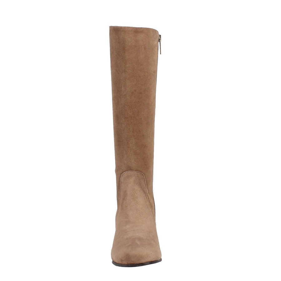 Leonardo Women'S High Boots In Beige Suede