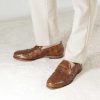 Leonardo Elegant Vintage Brown Men'S Loafer In Woven Leather