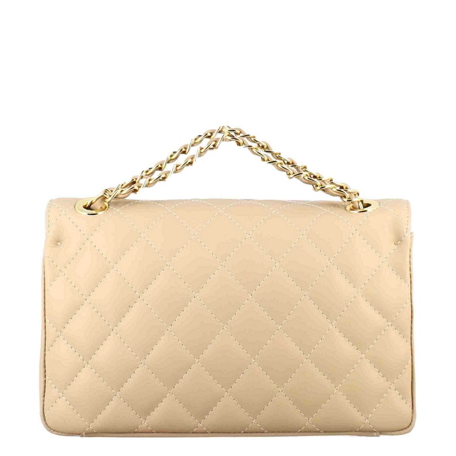 Leonardo Medium Vanity Shoulder Bag In Beige Quilted Leather