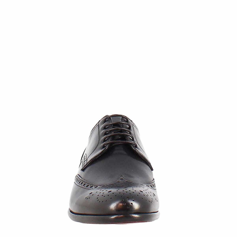 Leonardo Handmade Men'S Brogue Shoes In Black Leather