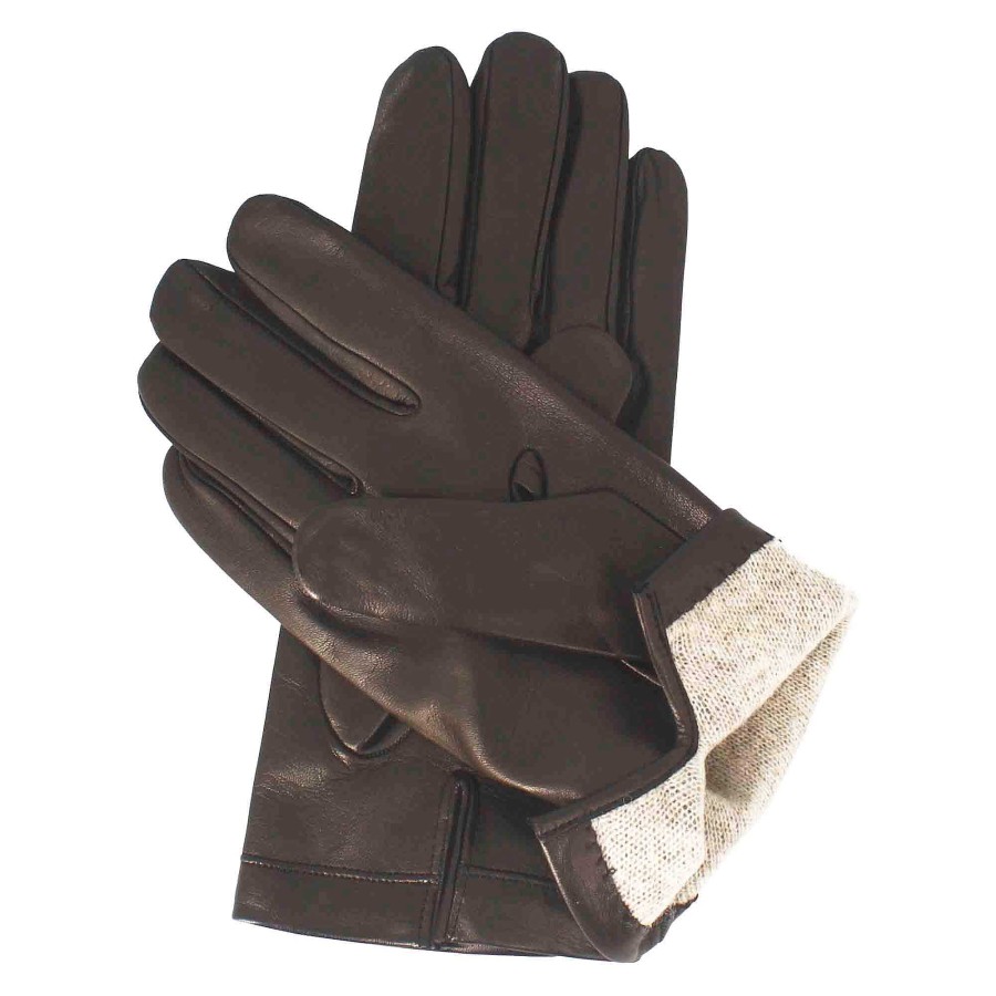 Leonardo Handmade Men'S Gloves In Brown Nappa Leather Lined In Cashmere