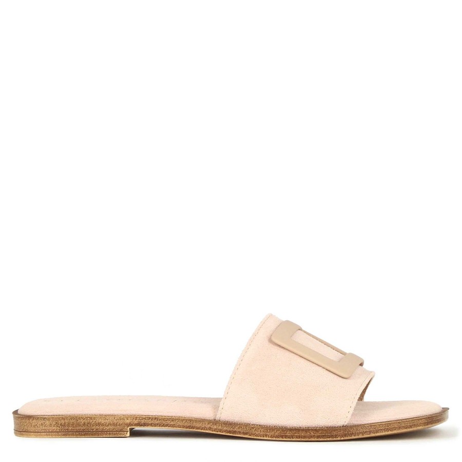 Leonardo Suede Women'S Slippers With Beige Band