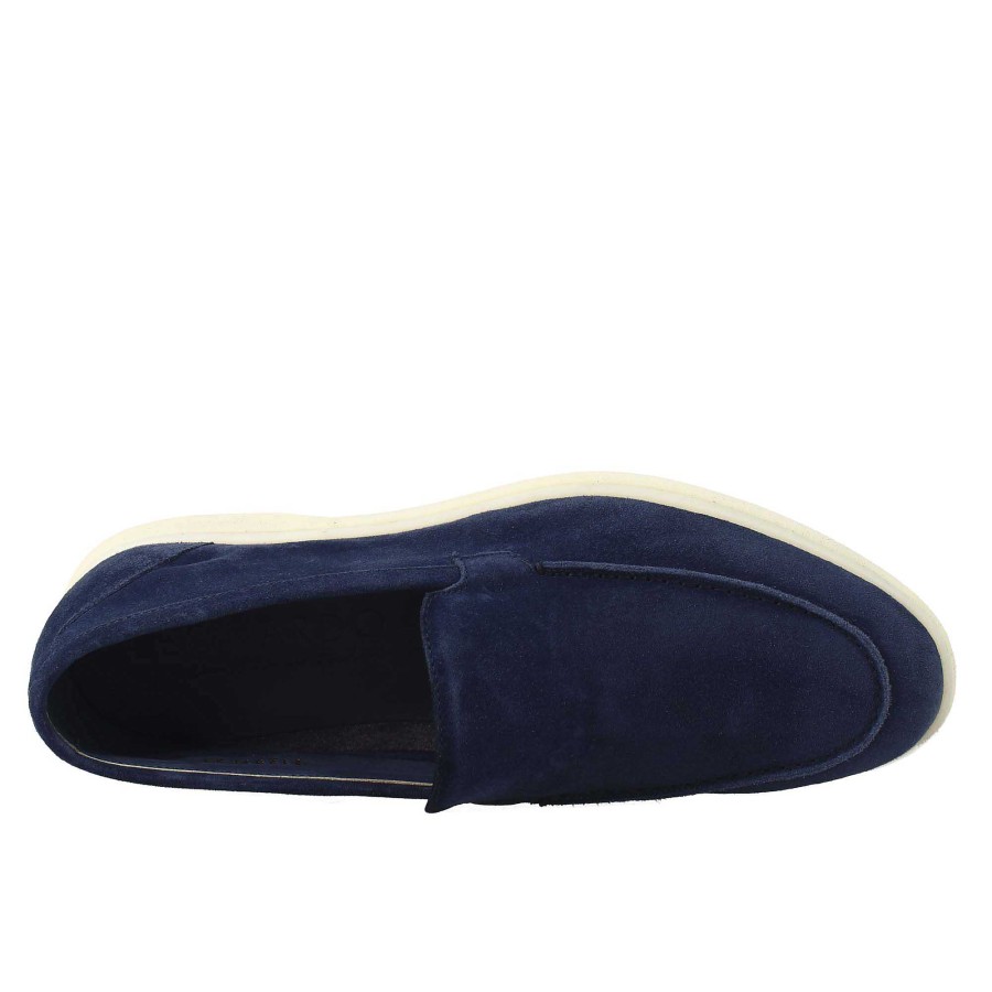 Leonardo Elegant Blue Unlined Men'S Loafer In Suede