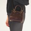 Leonardo Fiorenza Leather Handbag With Removable Dark Brown Shoulder Strap