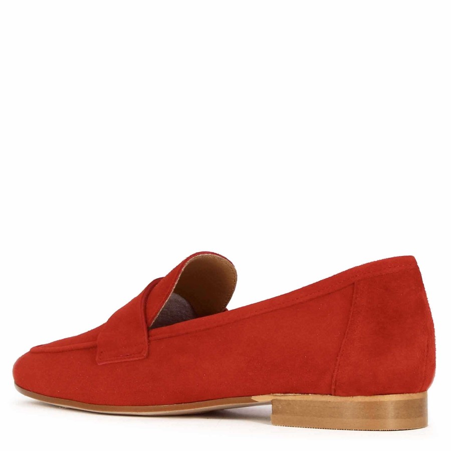 Leonardo Classic Women'S Moccasin In Red Suede