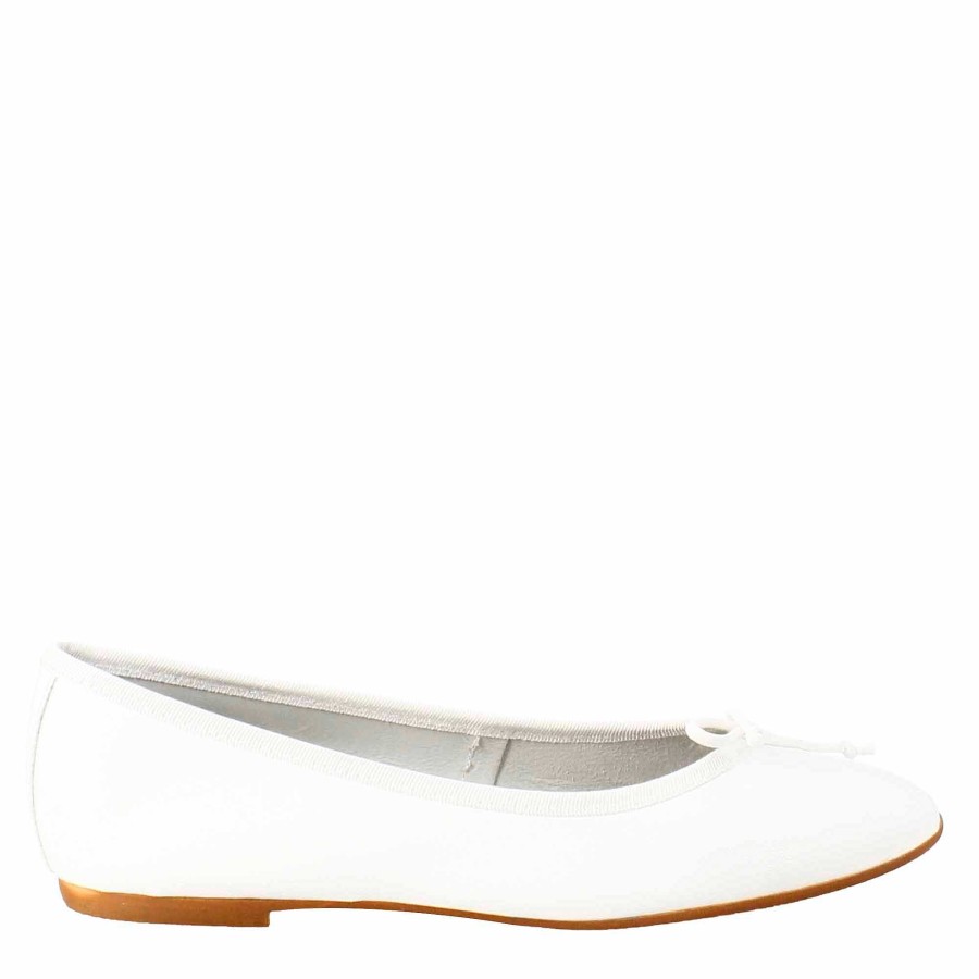 Leonardo Lightweight White Women'S Ballet Flats In Smooth Leather