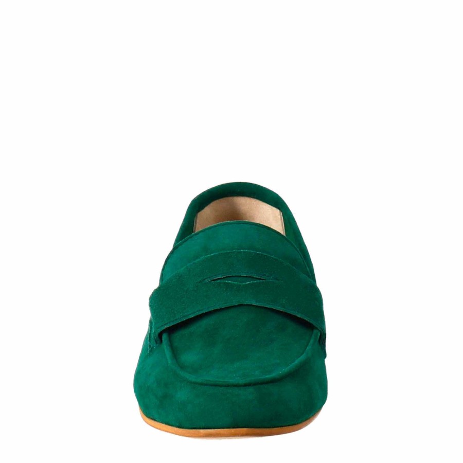 Leonardo Handmade Green Suede Women'S Moccasin.