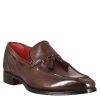 Leonardo Men'S Tassel Loafer In Brown Leather With Square Toe