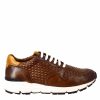 Leonardo Elegant Dark Brown Men'S Sneaker In Woven Leather