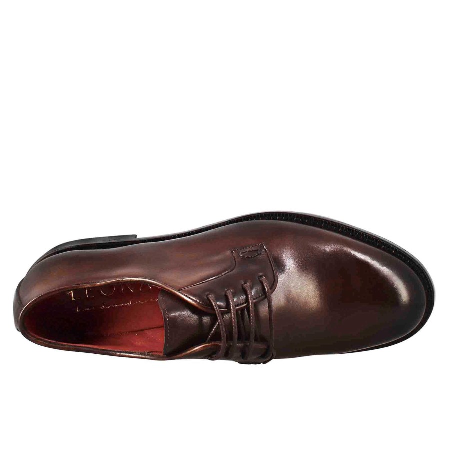 Leonardo Women'S Derby In Dark Brown Smooth Leather