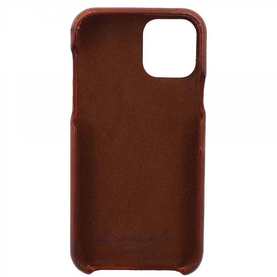 Leonardo Iphone Cover In Hand-Buffed Brandy-Colored Leather