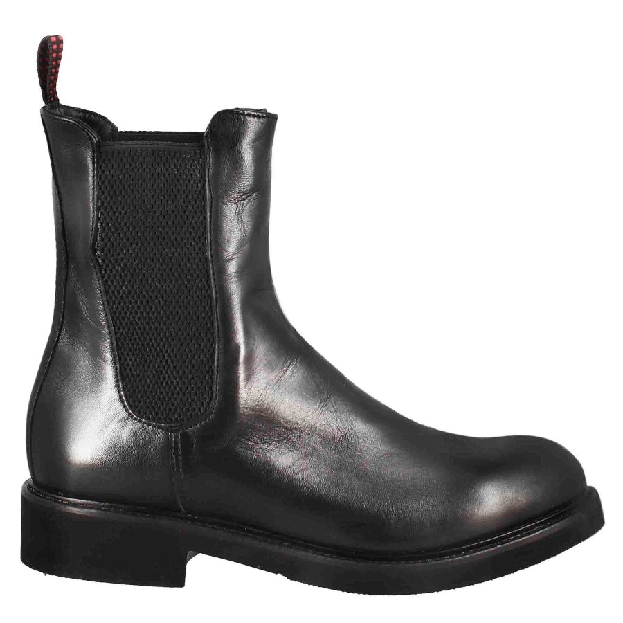 Leonardo Paupa Women'S Chelsea Boot In Black Washed Leather