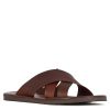 Leonardo Men'S Slipper Sandal With Handmade Brown Leather Bands