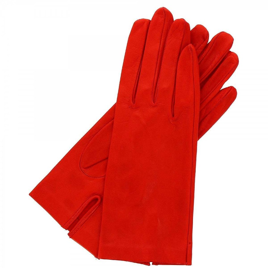 Leonardo Classic Handmade Women'S Gloves In Red Nappa