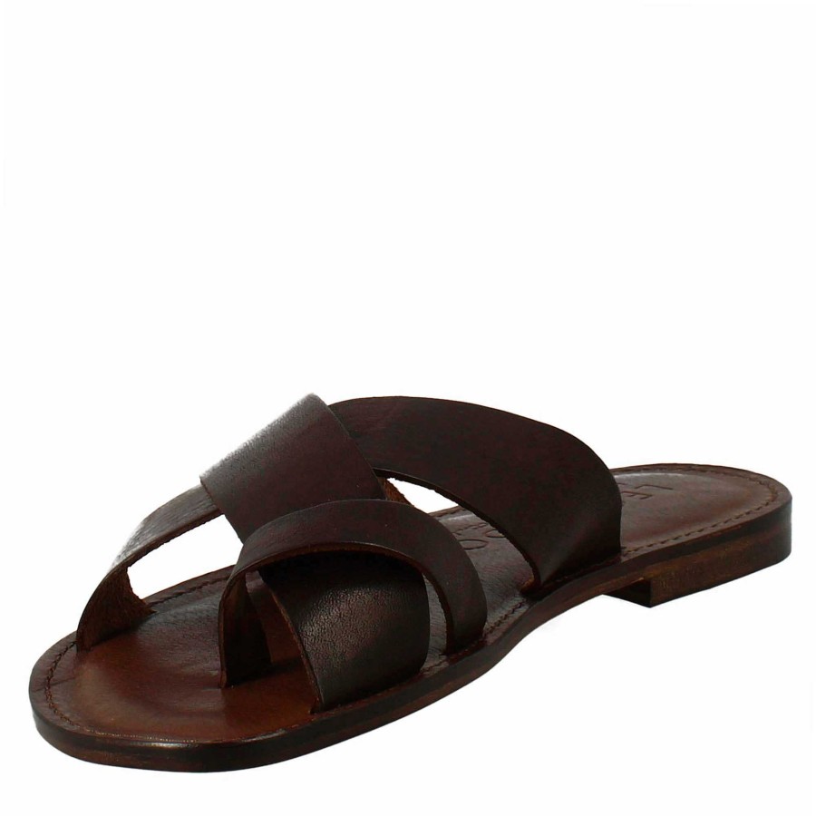 Leonardo Men'S Gladiator Sandals In Coffee Brown Leather