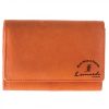 Leonardo Sauvage Women'S Wallet In Orange Calfskin, Card Holder, Banknotes And Coins