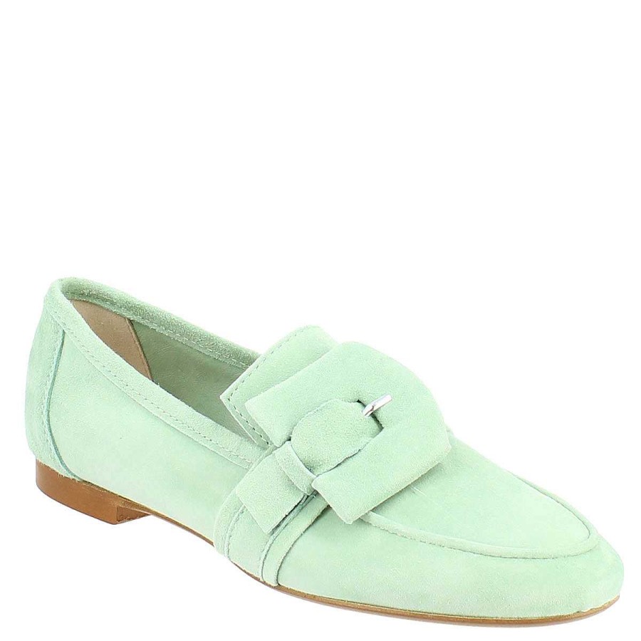 Leonardo Women'S Mint Suede Moccasin.