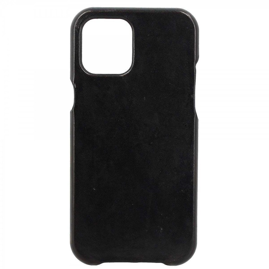 Leonardo Iphone Cover In Hand-Buffed Black Leather