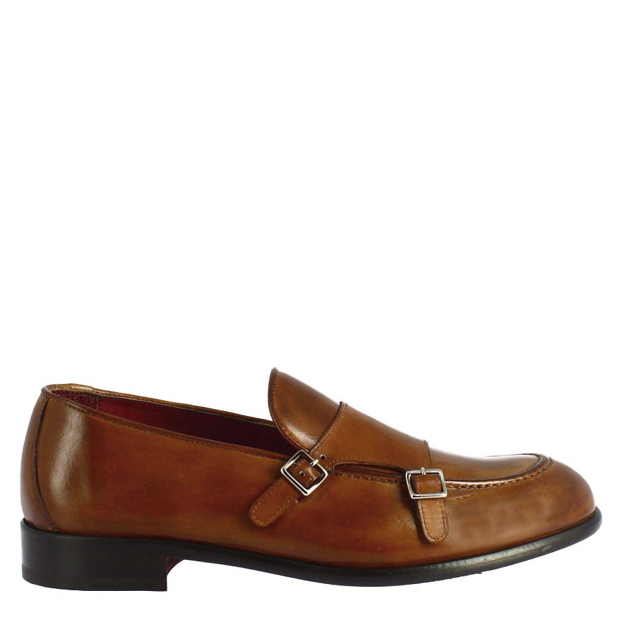 Leonardo Brown Double Buckle Men'S Moccasin