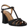 Leonardo Women'S Cage Sandal In Black Leather