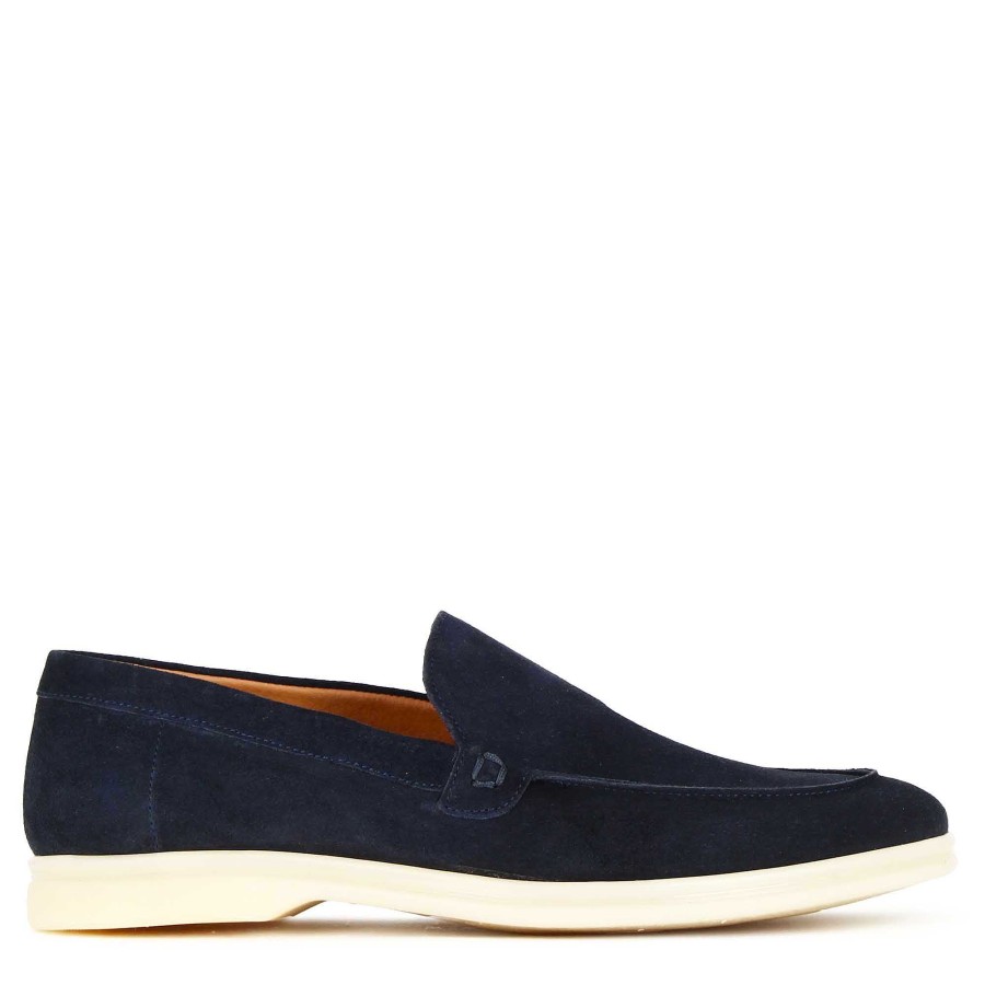 Leonardo Casual Men'S Moccasin In Blue Suede