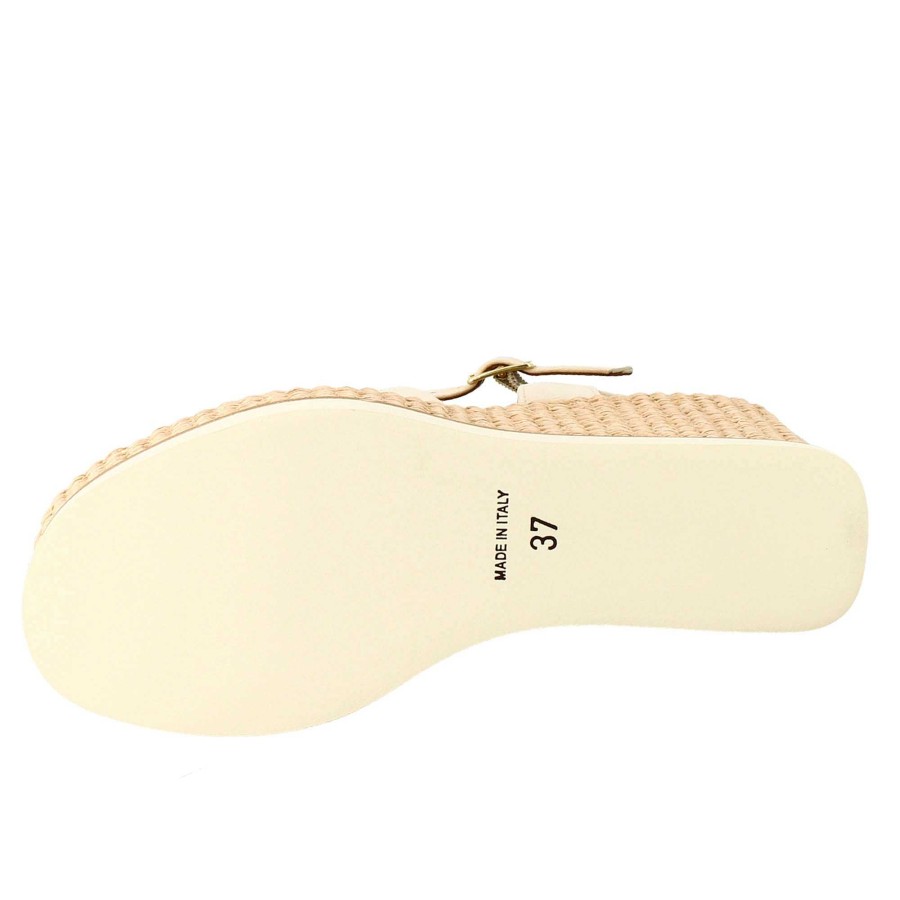 Leonardo Cream And Nude Bio-Coloured Women'S Wedge