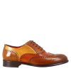 Leonardo Elegant Men'S Brown Orange And Yellow Leather Oxford Brogue