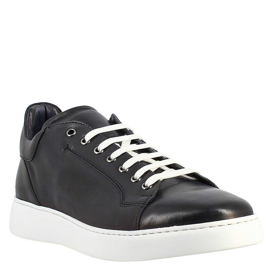 Leonardo Elegant Blue Men'S Sneaker In Smooth Leather