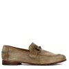 Leonardo Men'S Moccasin In Beige Suede With Gold-Coloured Clamp