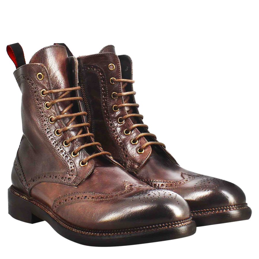 Leonardo Candy Amphibians For Men In Bronzed Washed Leather