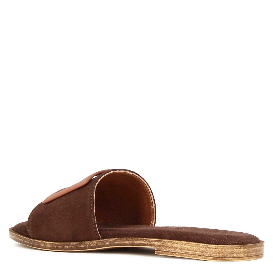 Leonardo Women'S Suede Slippers With Dark Brown Band