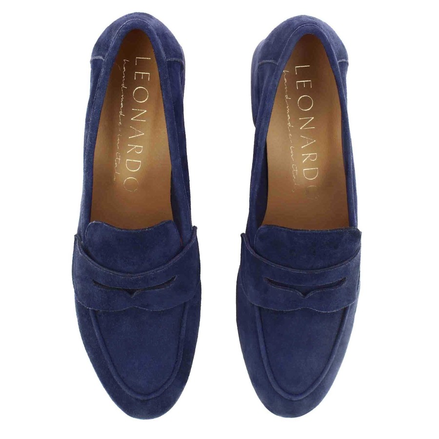 Leonardo Classic Women'S Decollete In Dark Blue Suede