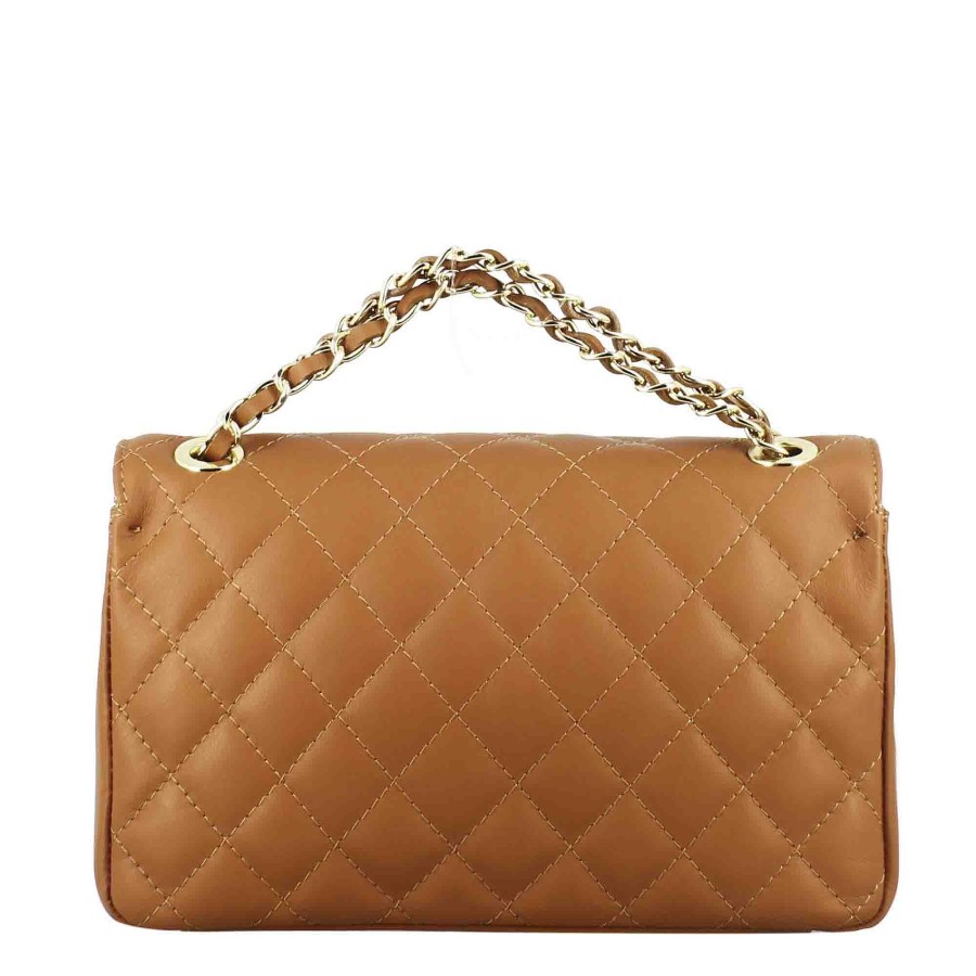 Leonardo Medium Vanity Shoulder Bag In Brown Quilted Leather