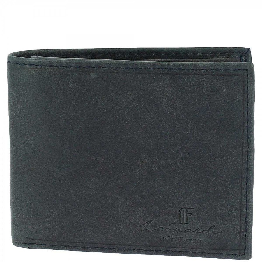 Leonardo Sauvage Men'S Wallet In Calfskin, Card Holder, Banknotes, Side Pockets