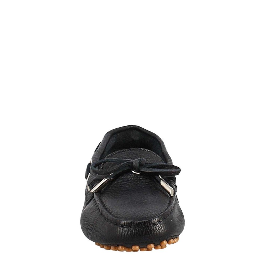 Leonardo Women'S Moccasin With Laces In Black Leather