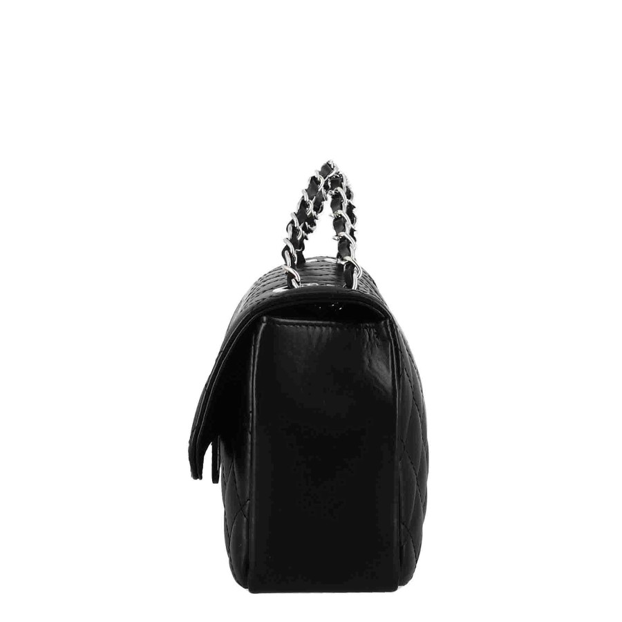 Leonardo Medium Vanity Shoulder Bag In Black Quilted Leather