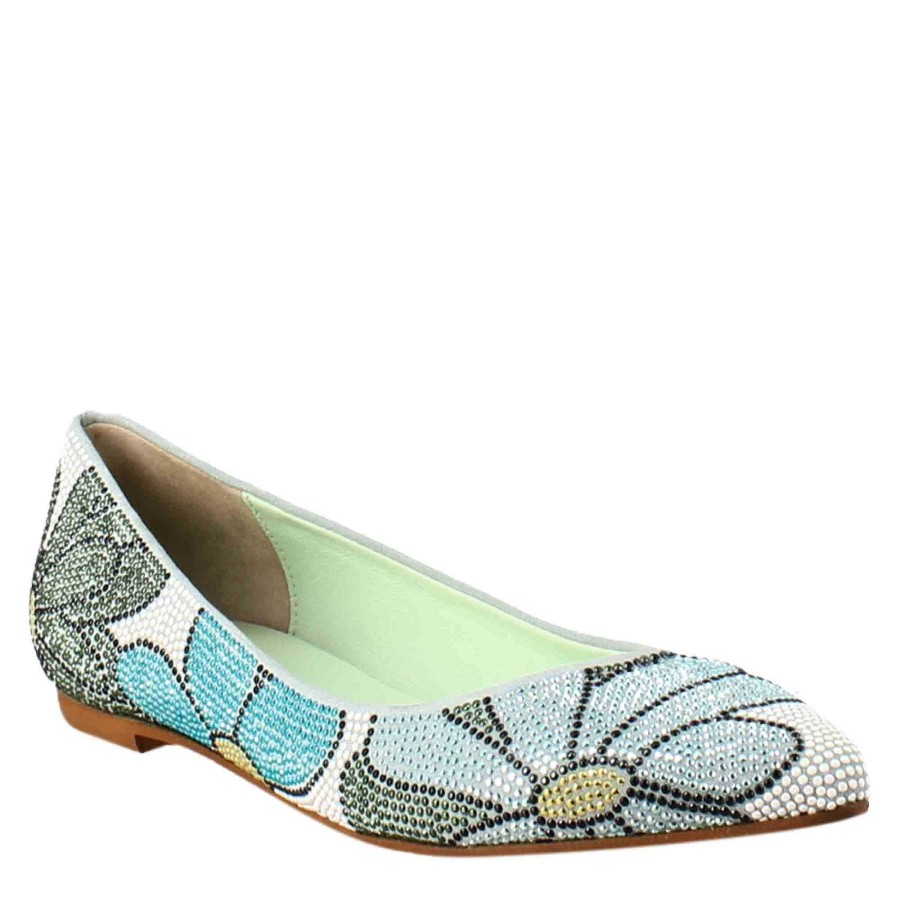 Leonardo Light Blue Women'S Ballerinas In Suede With Rhinestones