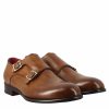 Leonardo Double Buckle Men'S Shoe In Siena Brown Leather