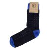 Leonardo Men'S Socks In Dark Blue Cotton With Electric Blue Pattern