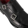 Leonardo Men'S Double Buckle Shoe In Black Leather