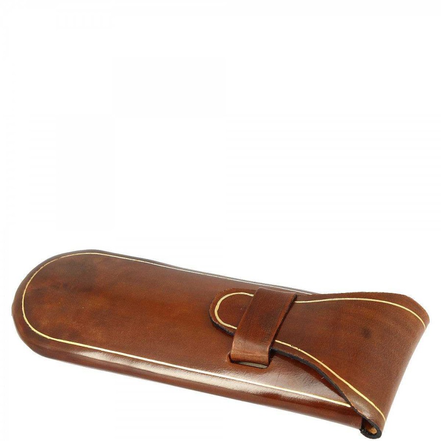 Leonardo Pocket Glasses Holder With Handmade Leather Tab In Different Colours