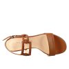 Leonardo Women'S Open Sandal With Low Heel In Brown Leather