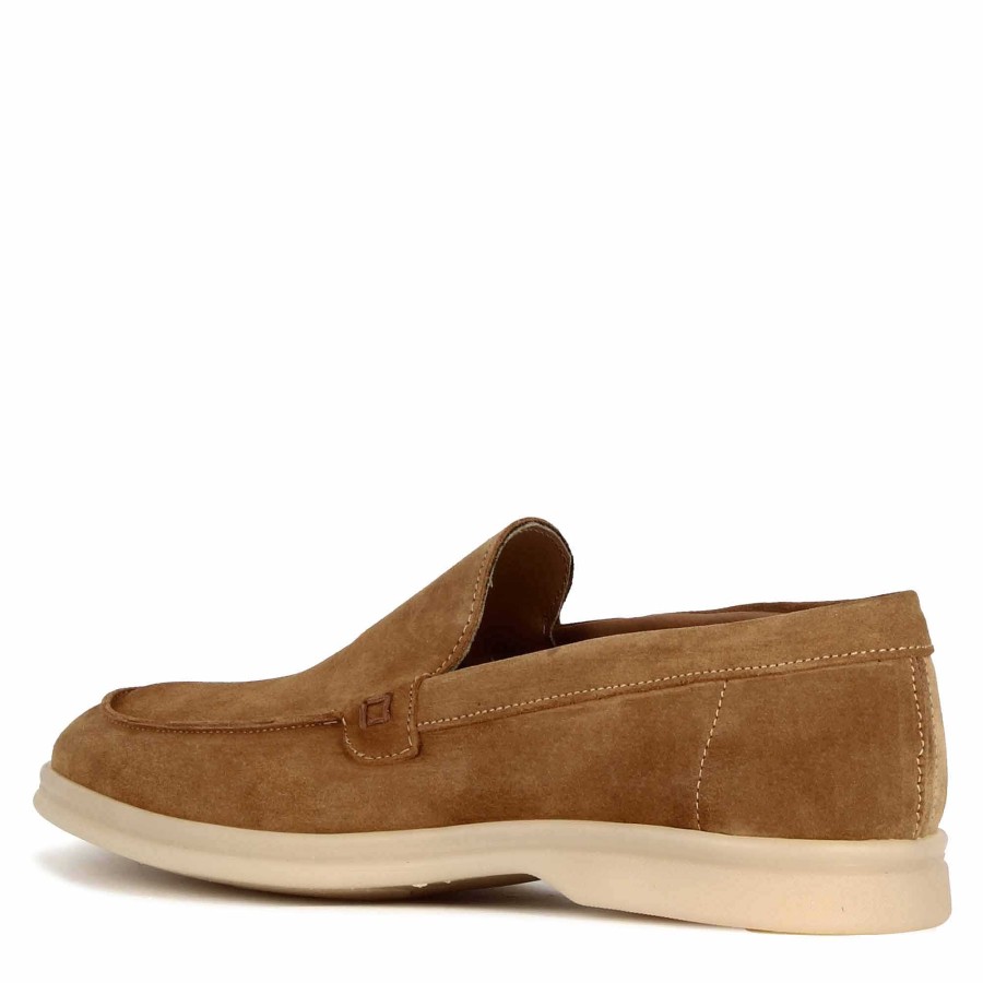 Leonardo Casual Men'S Moccasin In Light Brown Suede