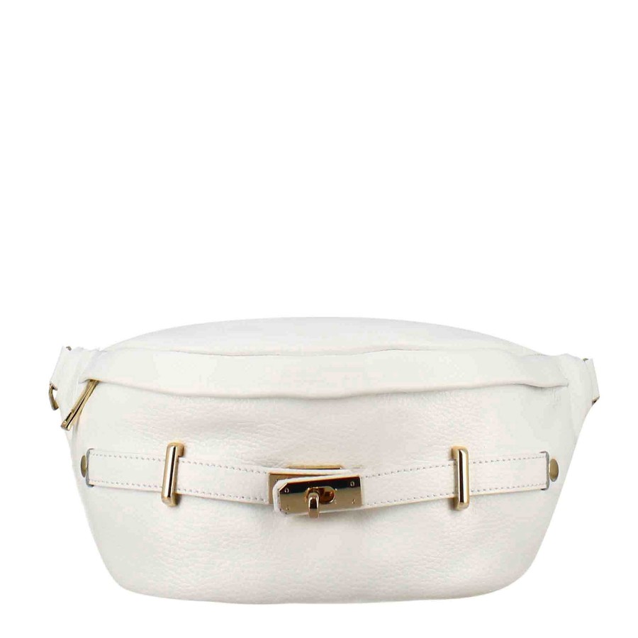 Leonardo Casual Women'S Leather Bum Bag In Multiple Colors With Gold Metal Details