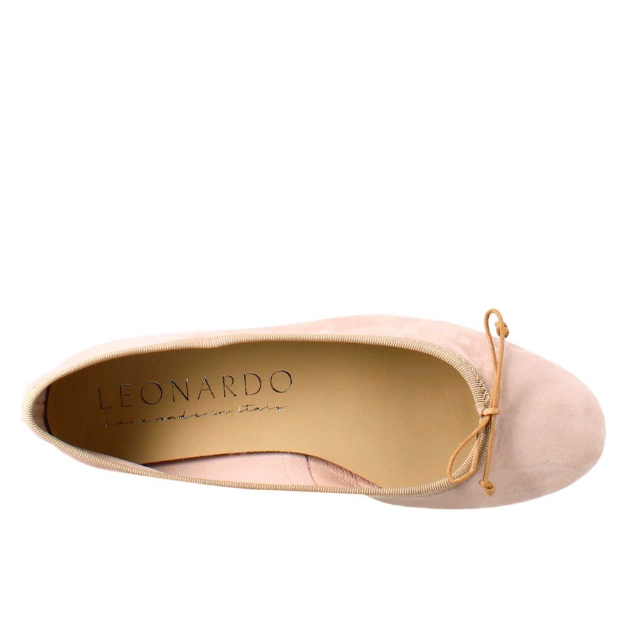 Leonardo Lightweight Unlined Pink Suede Women'S Ballet Flats