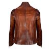 Leonardo Women'S Jacket In High Quality Brown Vegetable Tanned Leather