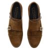 Leonardo Double Buckle Men'S Shoe In Light Brown Suede