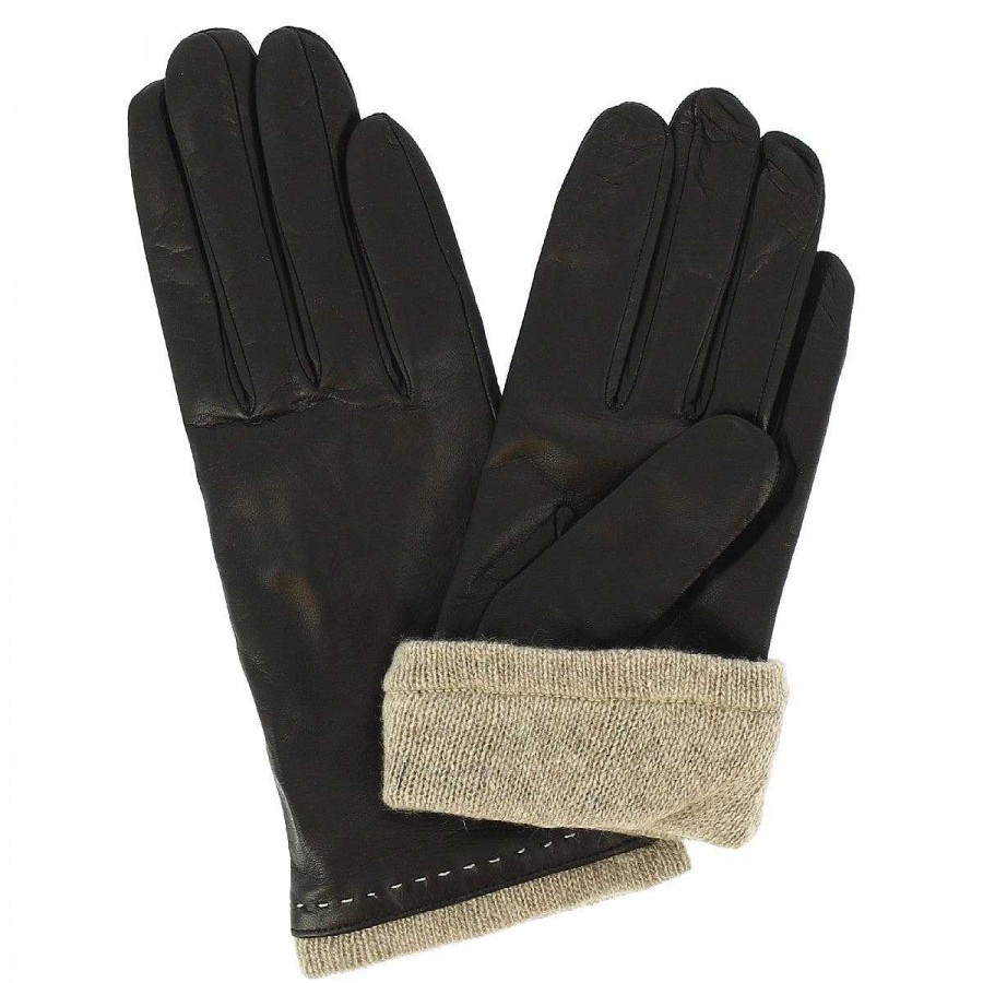 Leonardo Handmade Decorated Women'S Gloves In Black Nappa