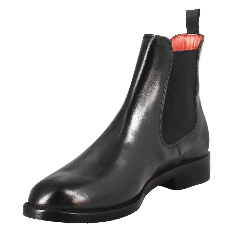 Leonardo Smooth Women'S Chelsea Boot In Black Leather